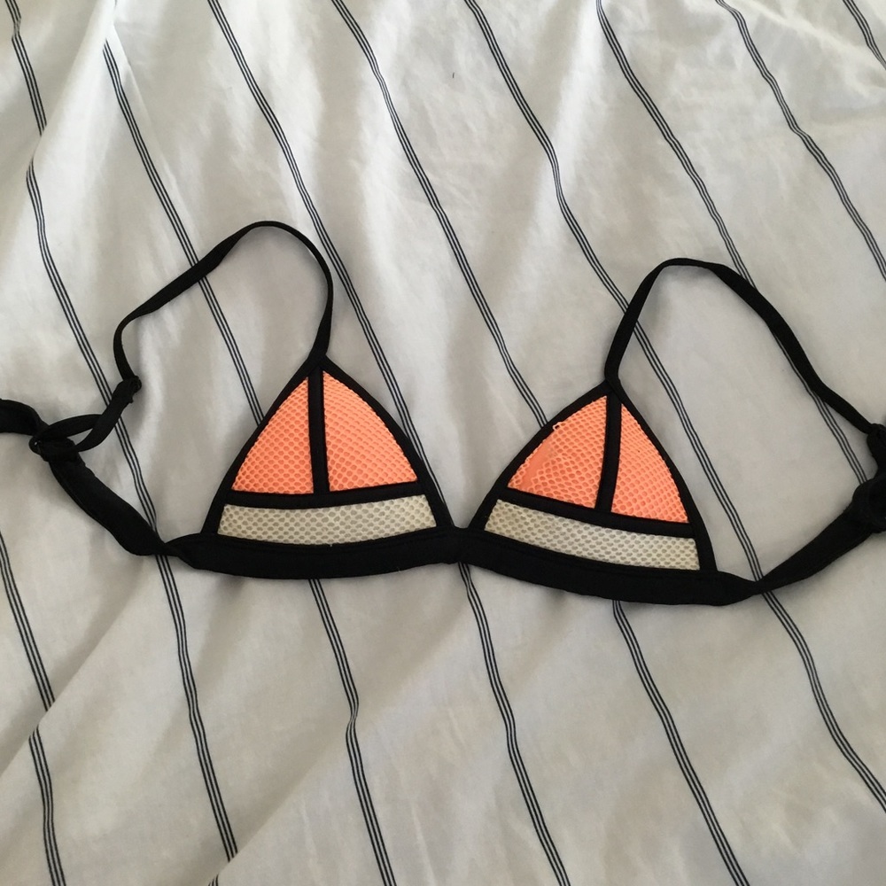 Triangl bikini top neon salmon pink mesh